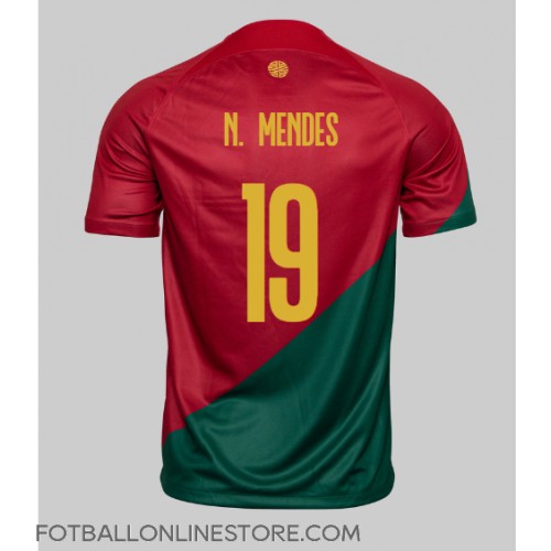 Billige Portugal Nuno Mendes #19 Hjemmetrøye VM 2022 Kortermet